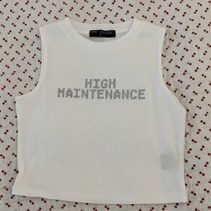 Finesse White Sleeveless Top with Silver Text
Never worn